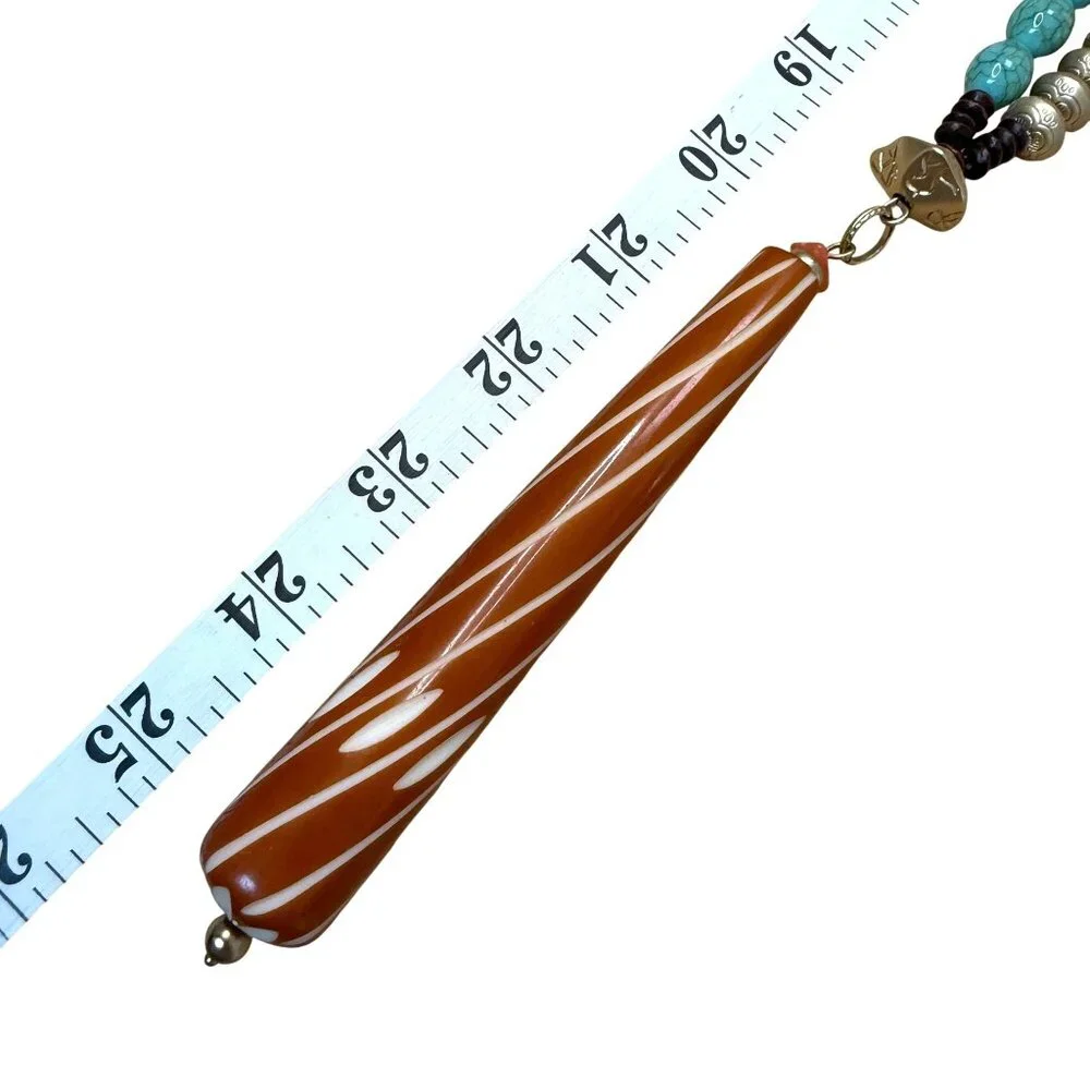Chicos Multicolor Beaded Necklace With Wood & Resin Accents Gold-Tone Boho Gypsy - Picture 4 of 6